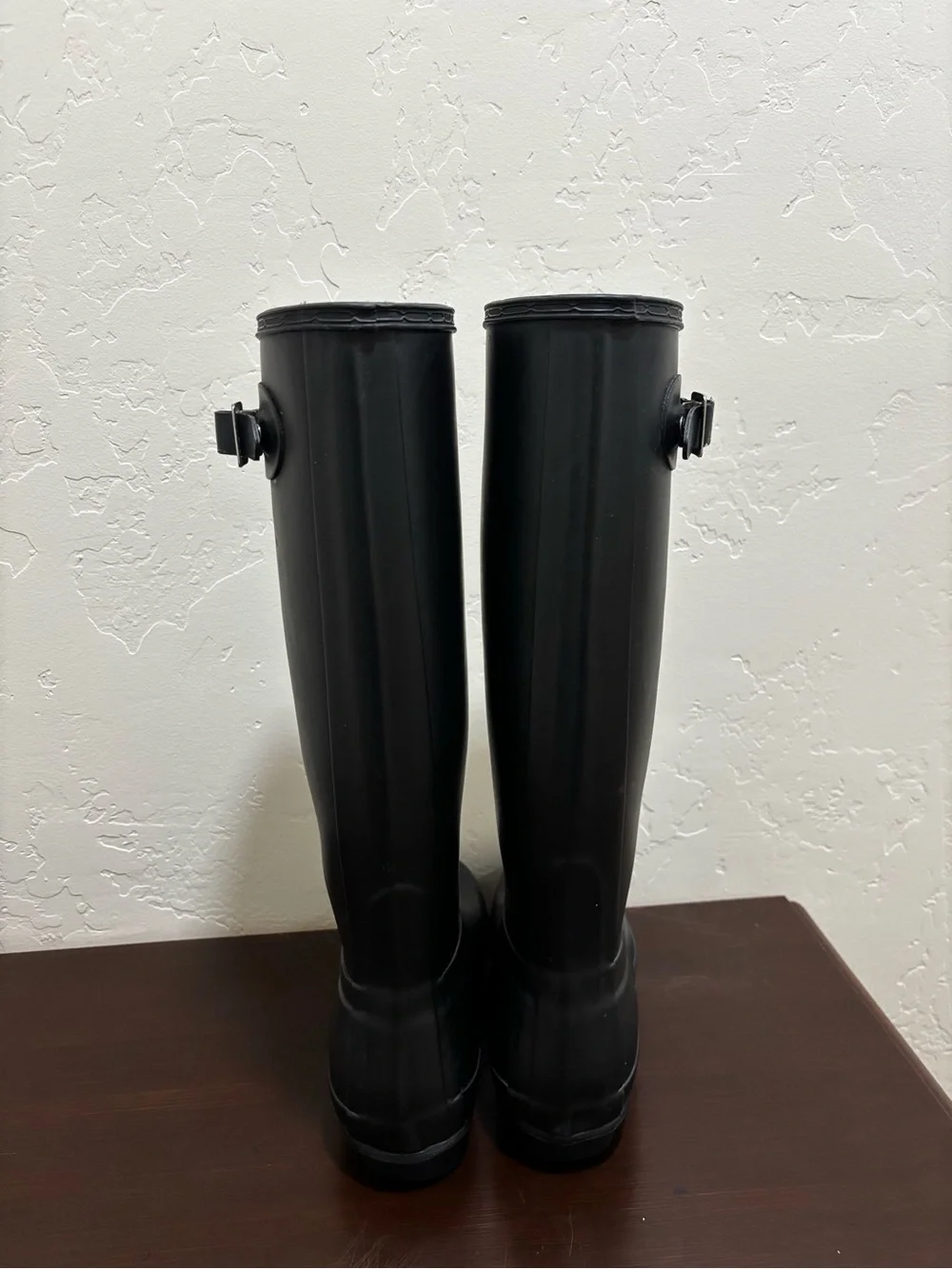 Hunter Black Tall Gloss Rain Boots with Logo